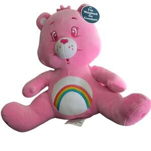 Care Bears Cheer Bear Weighted 15” Plush Pink Rainbow NWT